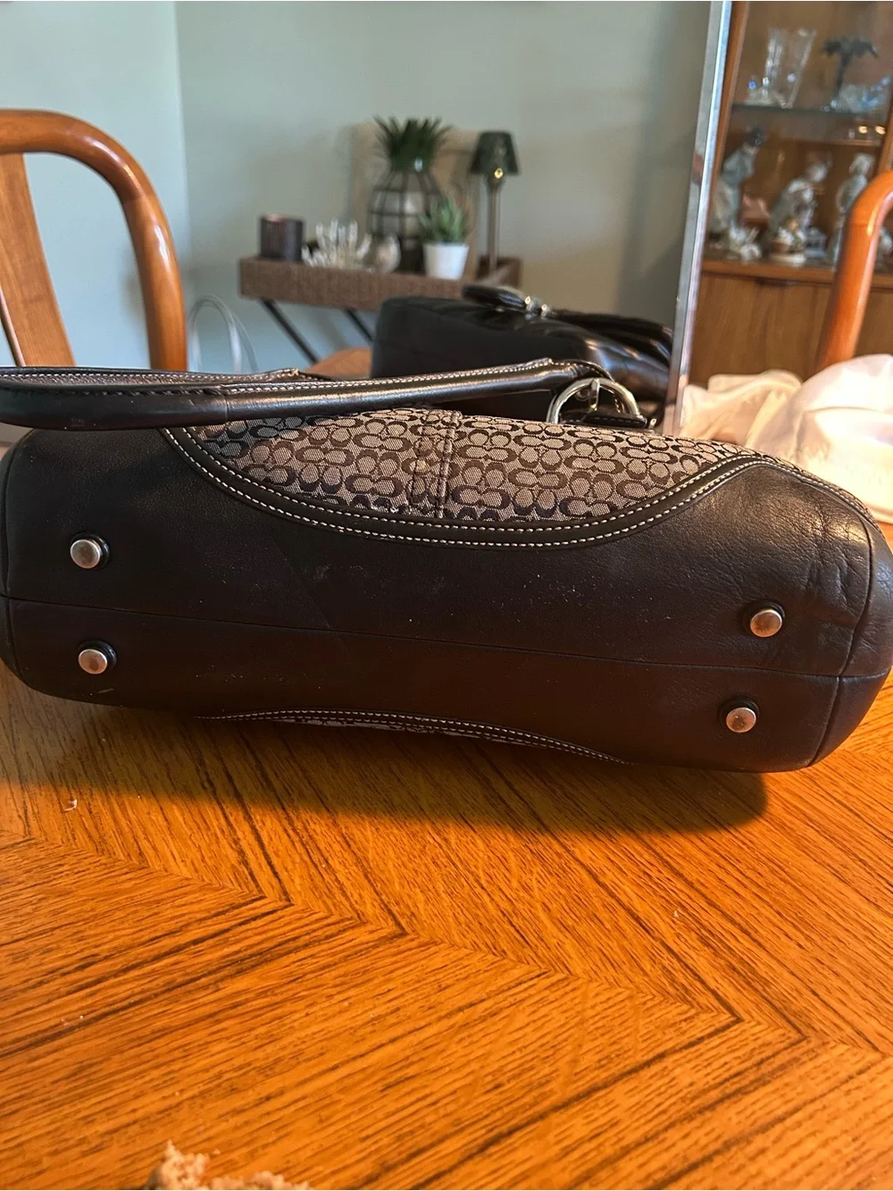 Designer-Style Monogram Shoulder Bag in Brown and Black